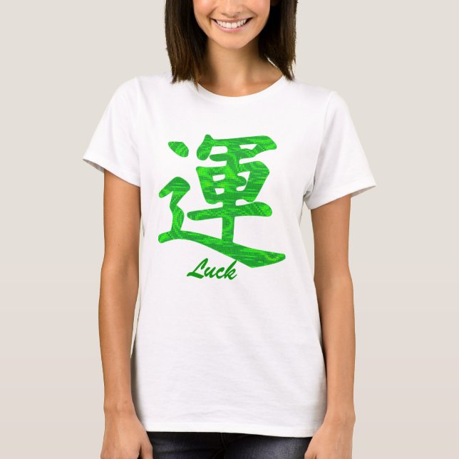 Camiseta del símbolo de la suerte verde kanji (Anverso)