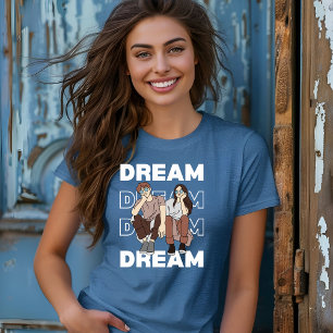 Camiseta del sueño holográfico moderno rosado negr