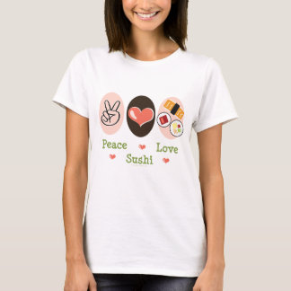Camiseta del sushi del amor de la paz