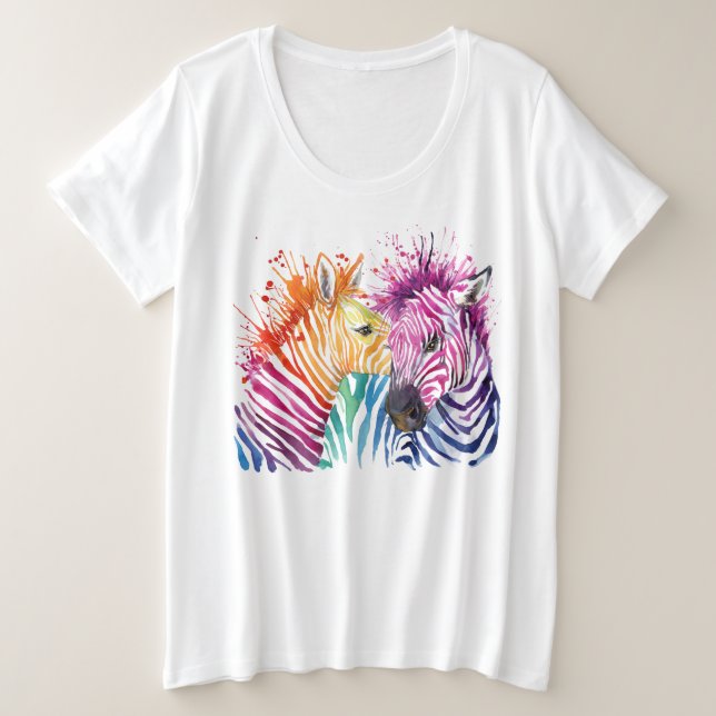 Camiseta del tamaño extra grande del arco iris de (Anverso del diseño)