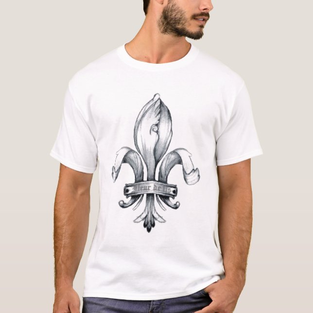 Camiseta del tatuaje de la flor de lis - (Anverso)