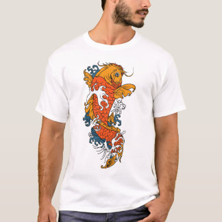 Camiseta del tatuaje de los pescados de Koi