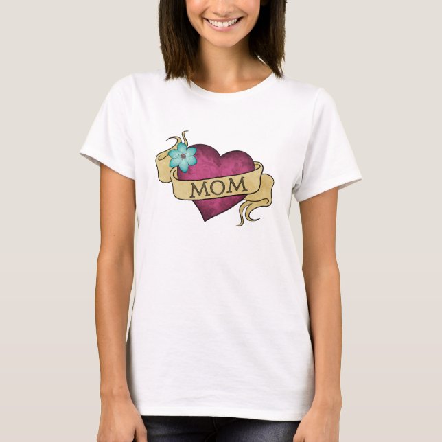Camiseta del tatuaje del corazón de la mamá (Anverso)