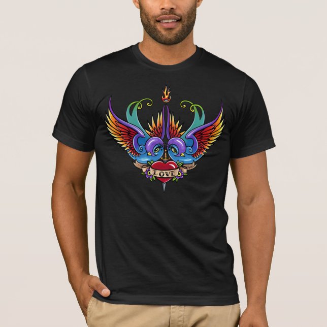 Camiseta del tatuaje del corazón del trago del (Anverso)