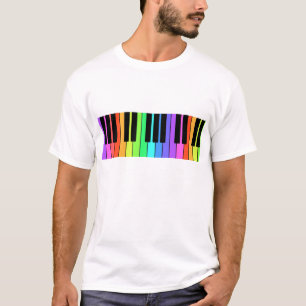 Camiseta del teclado del arco iris del músico