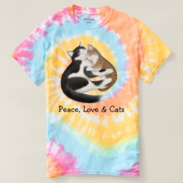 Camiseta del teñido anudado de los gatos del