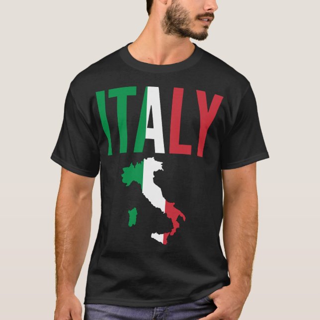 Camiseta del texto del mapa de Italia (Anverso)