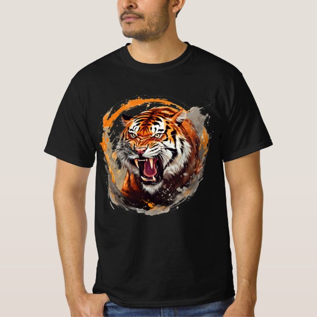 Camiseta del Tigre rugiendo - círculos rojos de fu (Anverso)