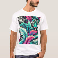 Camiseta del tigre tropical blanco - Audaz arte de
