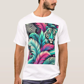 Camiseta del tigre tropical blanco - Audaz arte de