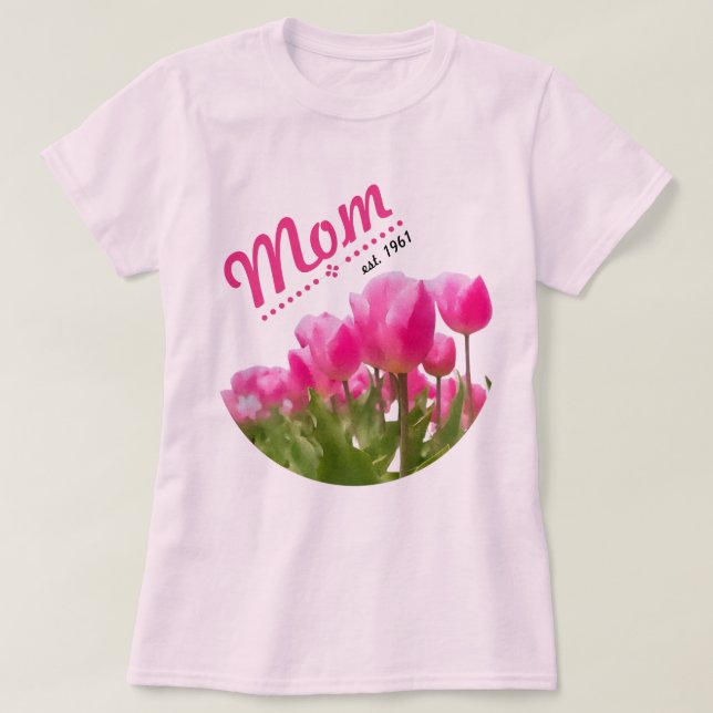 Camiseta del tulipán del día de la madre (Diseño del anverso)