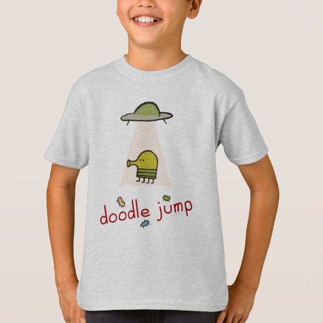 Camiseta del UFO del salto del Doodle (Anverso)