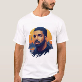 Camiseta del ventilador de Drake de cuello blanco 