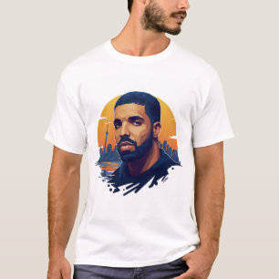 Camiseta del ventilador de Drake de cuello blanco 