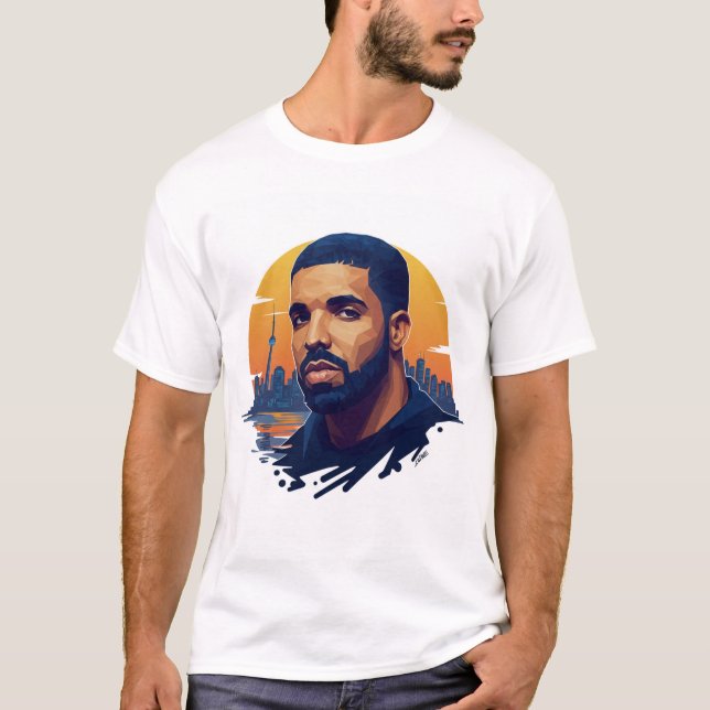 Camiseta del ventilador de Drake de cuello blanco  (Anverso)