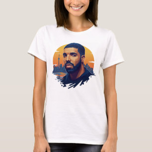 Camiseta del ventilador de Drake de cuello blanco