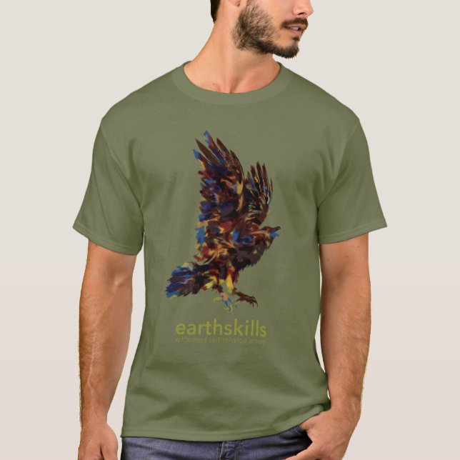 Camiseta del verde del cansancio del cuervo de (Anverso)