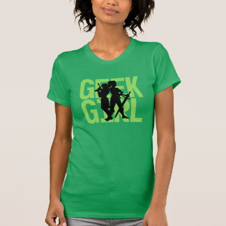 Camiseta del verde del chica del friki