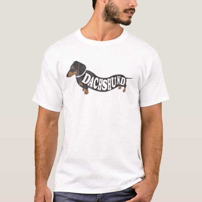 Camiseta del vintage del Dachshund (Anverso)