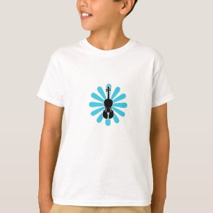 Camiseta del violín de los chicas con la flor