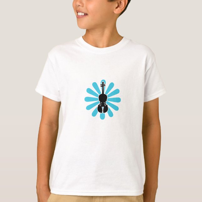Camiseta del violín de los chicas con la flor (Anverso)