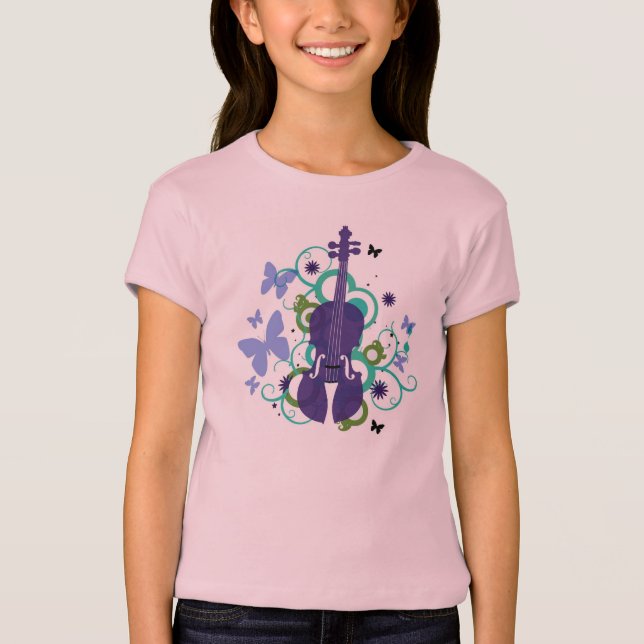 Camiseta del violín para los Niños-Butterflys y (Anverso)