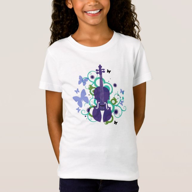 Camiseta del violín para los Niños-Butterflys y (Anverso)
