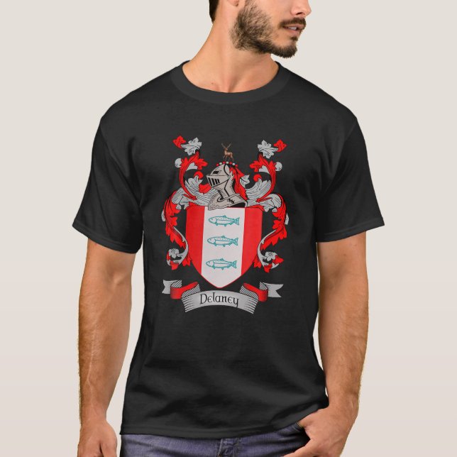 Camiseta Delaney Coat Of Arms | Cajas familiares de apellid (Anverso)