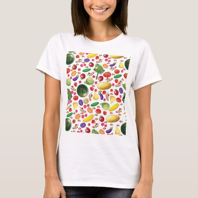 Camiseta delantal con frutas y verduras para un vegetariano (Anverso)