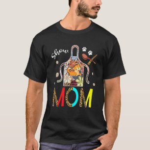 Camiseta Delantal Floral Leopardo Gato Mamá Cocinar Dueño d