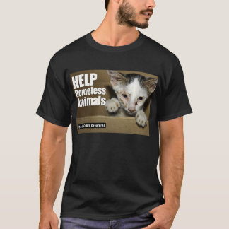 Camiseta (delantera) animal sin hogar de la ayuda