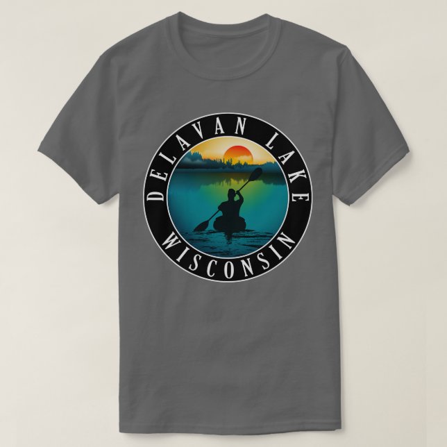 Camiseta Delavan Lake Wisconsin Kayaking (Diseño del anverso)