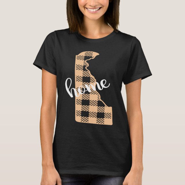 Camiseta Delaware Buffalo Plaid Home State Country Peach We (Anverso)