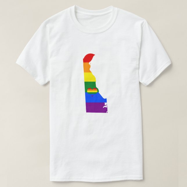 Camiseta Delaware Gay Pride Bandera Arcoiris Diseño GLBTQ (Diseño del anverso)
