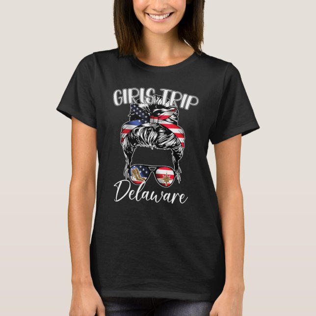 Camiseta Delaware Girls Trip 2023 Messy Bun Summer USA Amer (Anverso)