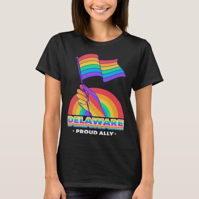 Camiseta Delaware Proud Ally Pride Month LGBTQ LGBT Communi (Anverso)