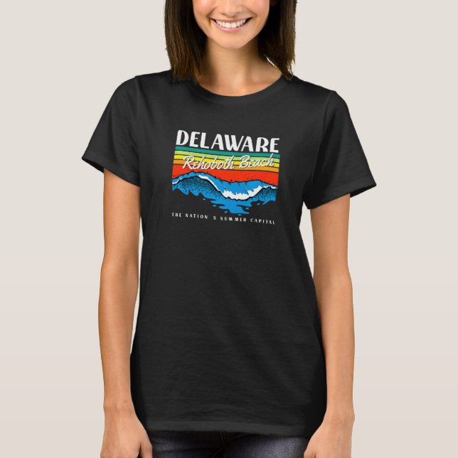 Camiseta Delaware Rehoboth Beach Retro Surf Wave Graphic   (Anverso)