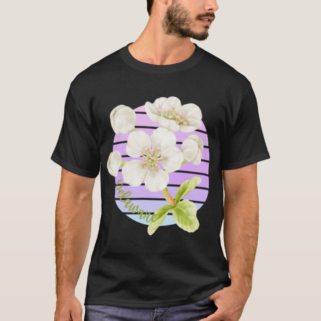 Camiseta Delaware State Flower Peach Blossom Sticker Oversi (Anverso)