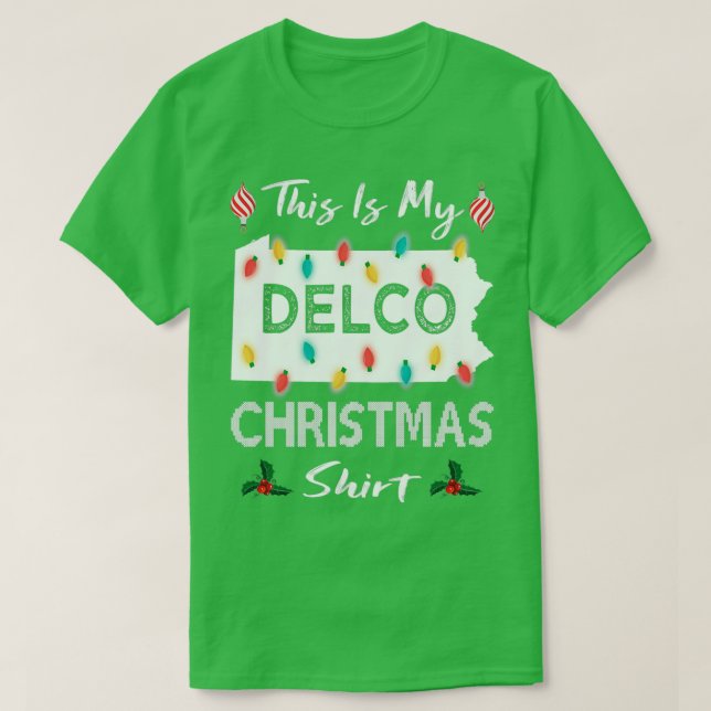 Camiseta Delco Navidades Condado Xmas Lights Pennsylvania F (Diseño del anverso)