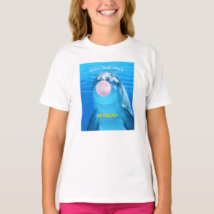 Camiseta Delfín Adorable, Burbuja de Chicle, Nombre y Mensa