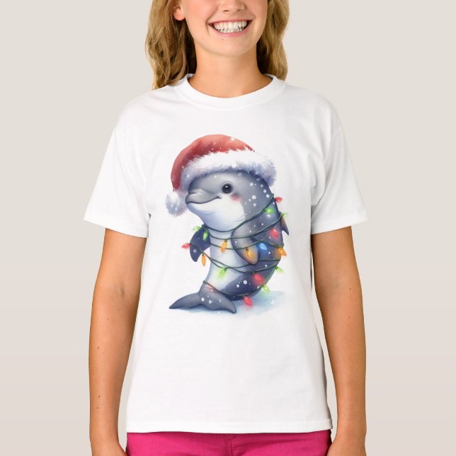 Camiseta Delfín Adorable de Navidad (Anverso)