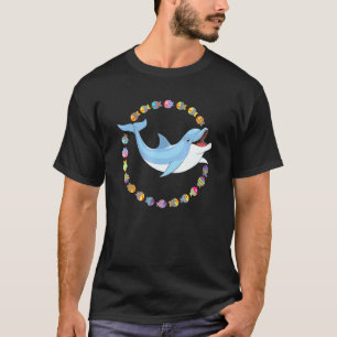 Camiseta Delfín Adorable Nadando En Círculo De Peces