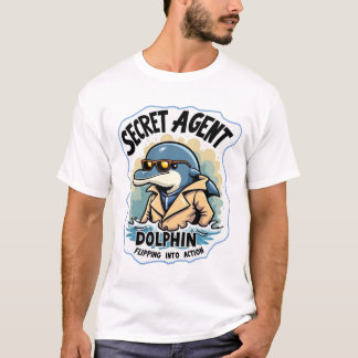 Camiseta Delfín agente secreto en gafas de sol y bigote