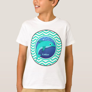 Camiseta Delfín; Aqua Green Chevron
