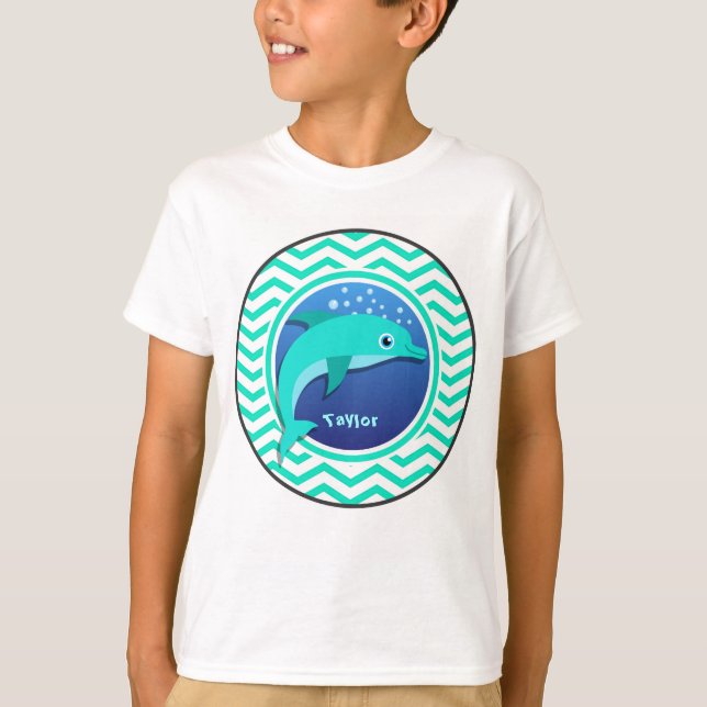 Camiseta Delfín; Aqua Green Chevron (Anverso)