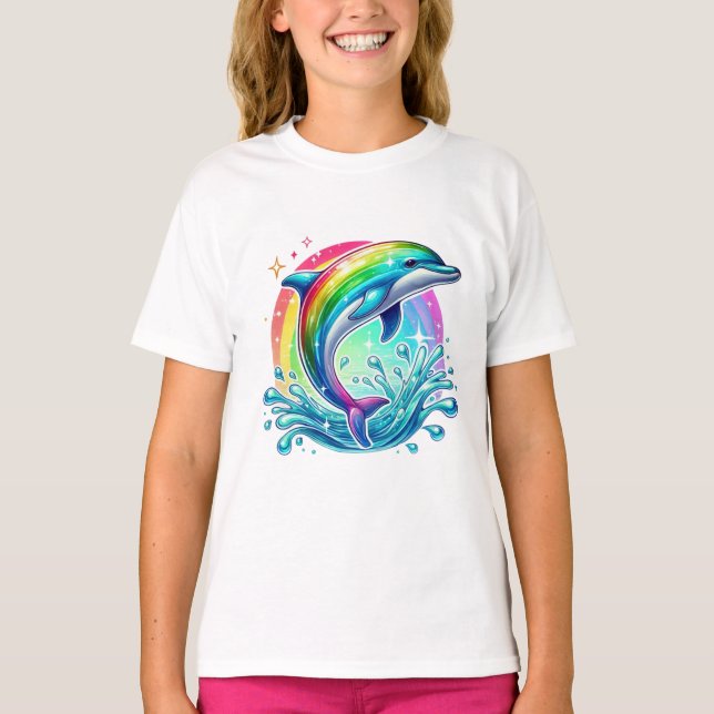 Camiseta delfín arco iris (Anverso)