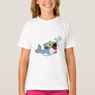 Camiseta Delfín buceando con burbujas de agua. PNG