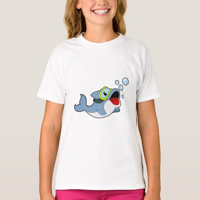 Camiseta Delfín buceando con burbujas de agua. PNG (Anverso)