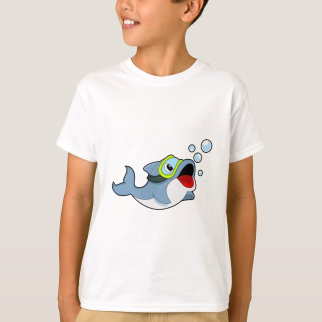 Camiseta Delfín buceando con burbujas de agua. PNG (Anverso)