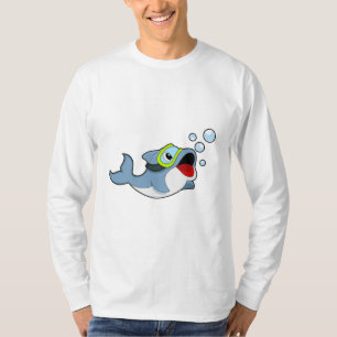 Camiseta Delfín buceando con burbujas de agua. PNG
